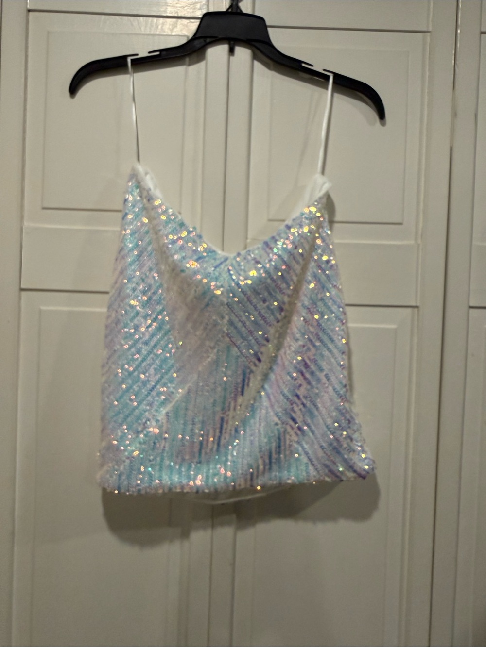 Little Lie white sequin tube top size large NWT